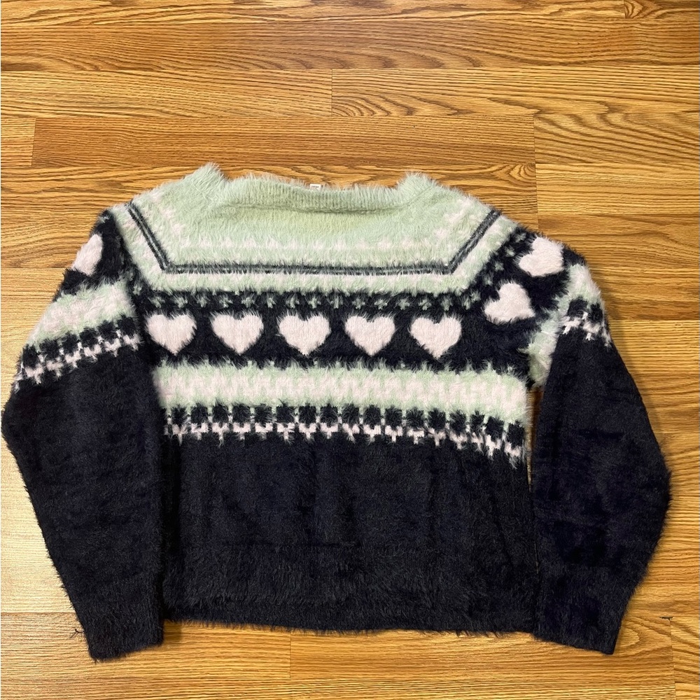 Victoria's Secret Black and Cream Heart Sweater